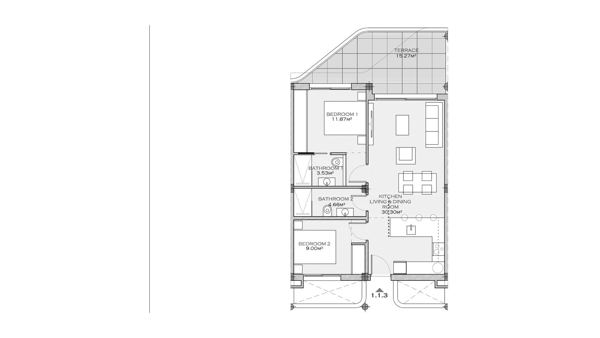 Apartment floor plan, 2 bedrooms in SERENA BREEZE 3 No. 4